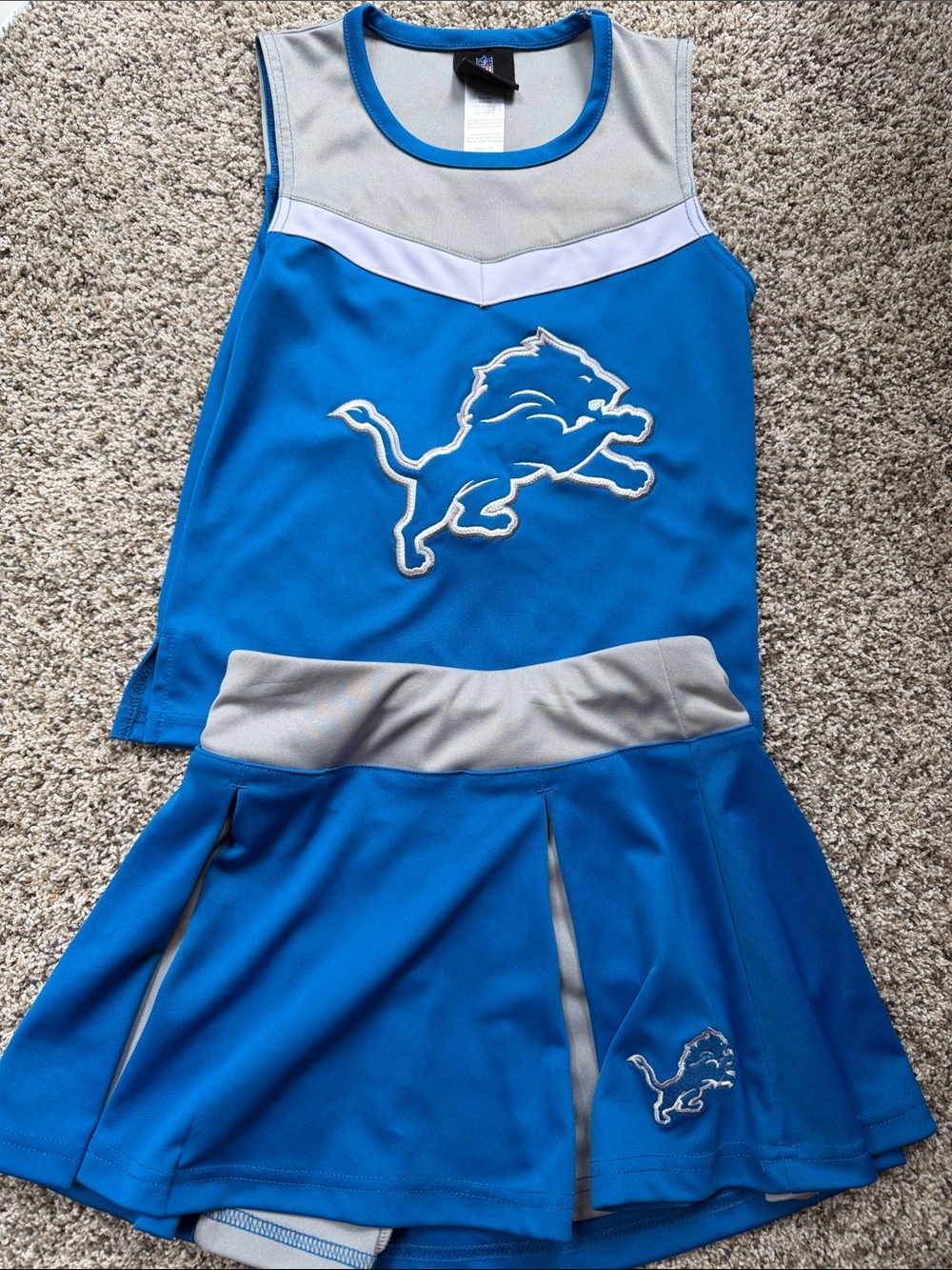 NFL Detroit Lions Girls Blue and Gray Cheerleader outfit size small 7/8
